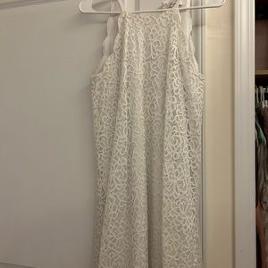 Francesca’s White, High neck, lace short dress
